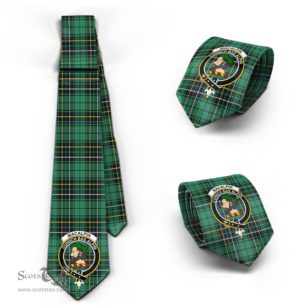 Scottish MacAlpin Ancient Tartan Tie with Family Crest Tartan Plaid NeckTie Scottish Plaid Tartan Plaid - ScotsTee - scotstee.com