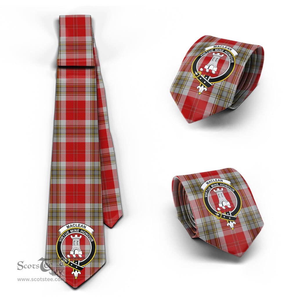 Scottish MacLean of Duart Dress Red Tartan Tie with Family Crest Tartan Plaid NeckTie Scottish Plaid Tartan Plaid - ScotsTee - scotstee.com