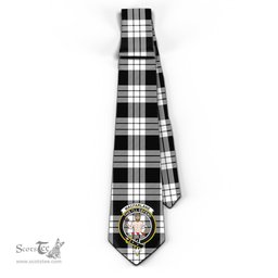 Scottish MacFarlane Black White Tartan Tie with Family Crest Tartan Plaid NeckTie Scottish Plaid Tartan Plaid - ScotsTee - scotstee.com