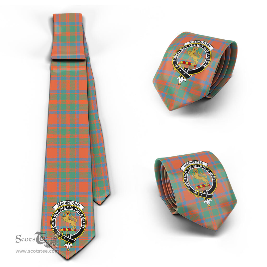 Scottish MacIntosh Ancient Tartan Tie with Family Crest Tartan Plaid NeckTie Scottish Plaid Tartan Plaid - ScotsTee - scotstee.com