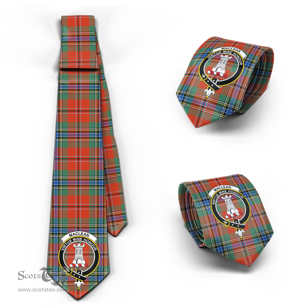 Scottish MacLean of Duart Ancient Tartan Tie with Family Crest Tartan Plaid NeckTie Scottish Plaid Tartan Plaid - ScotsTee - scotstee.com