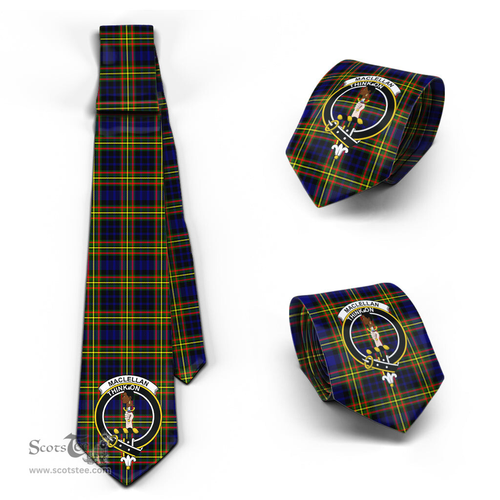 Scottish MacLellan Modern Tartan Tie with Family Crest Tartan Plaid NeckTie Scottish Plaid Tartan Plaid - ScotsTee - scotstee.com