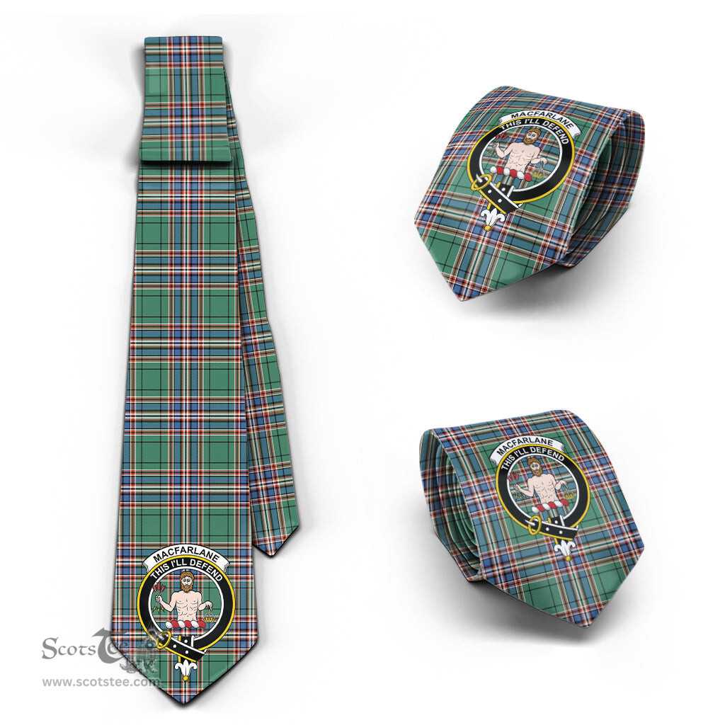Scottish MacFarlane Hunting Ancient Tartan Tie with Family Crest Tartan Plaid NeckTie Scottish Plaid Tartan Plaid - ScotsTee - scotstee.com