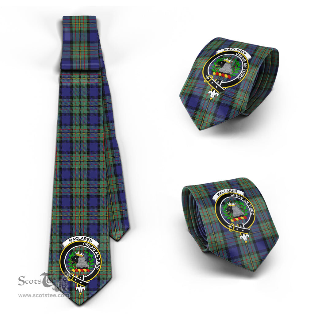Scottish MacLaren Tartan Tie with Family Crest Tartan Plaid NeckTie Scottish Plaid Tartan Plaid - ScotsTee - scotstee.com