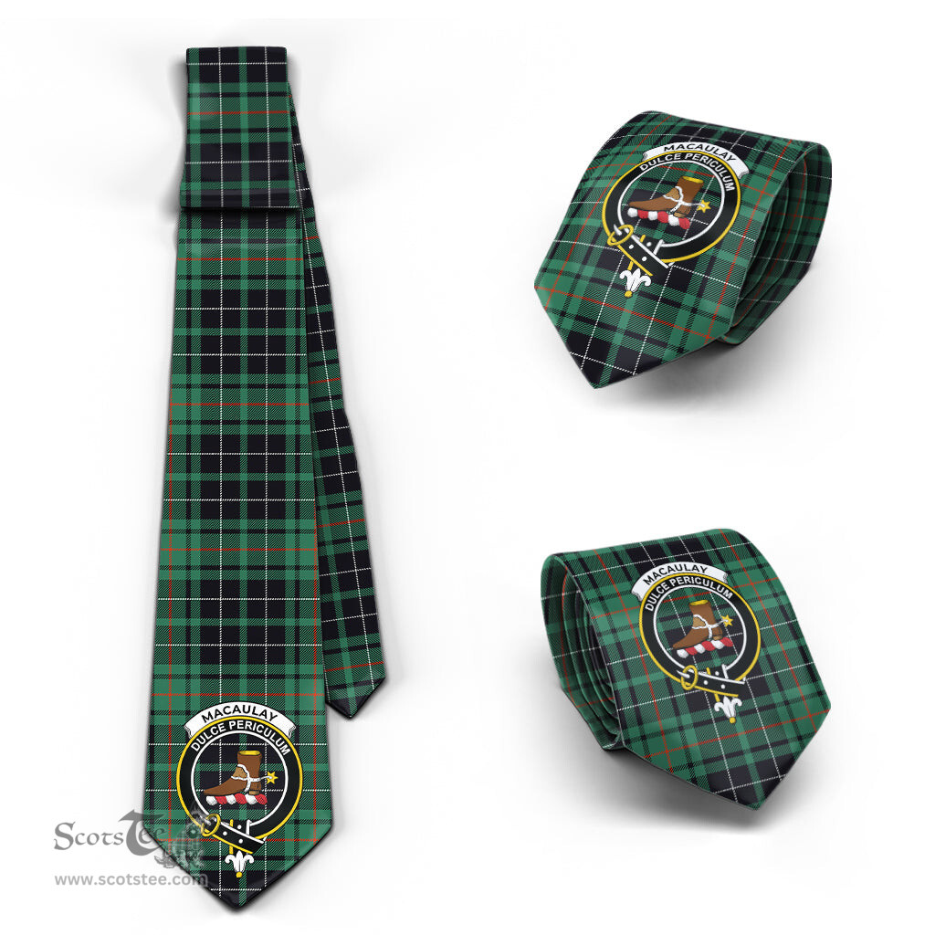 Scottish MacAulay Hunting Ancient Tartan Tie with Family Crest Tartan Plaid NeckTie Scottish Plaid Tartan Plaid - ScotsTee - scotstee.com