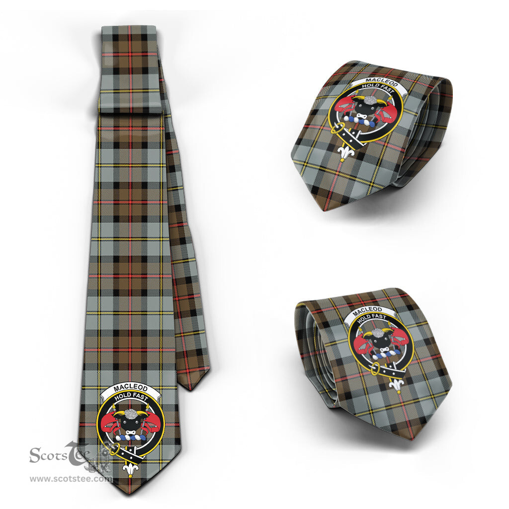Scottish MacLeod of Harris Weathered Tartan Tie with Family Crest Tartan Plaid NeckTie Scottish Plaid Tartan Plaid - ScotsTee - scotstee.com