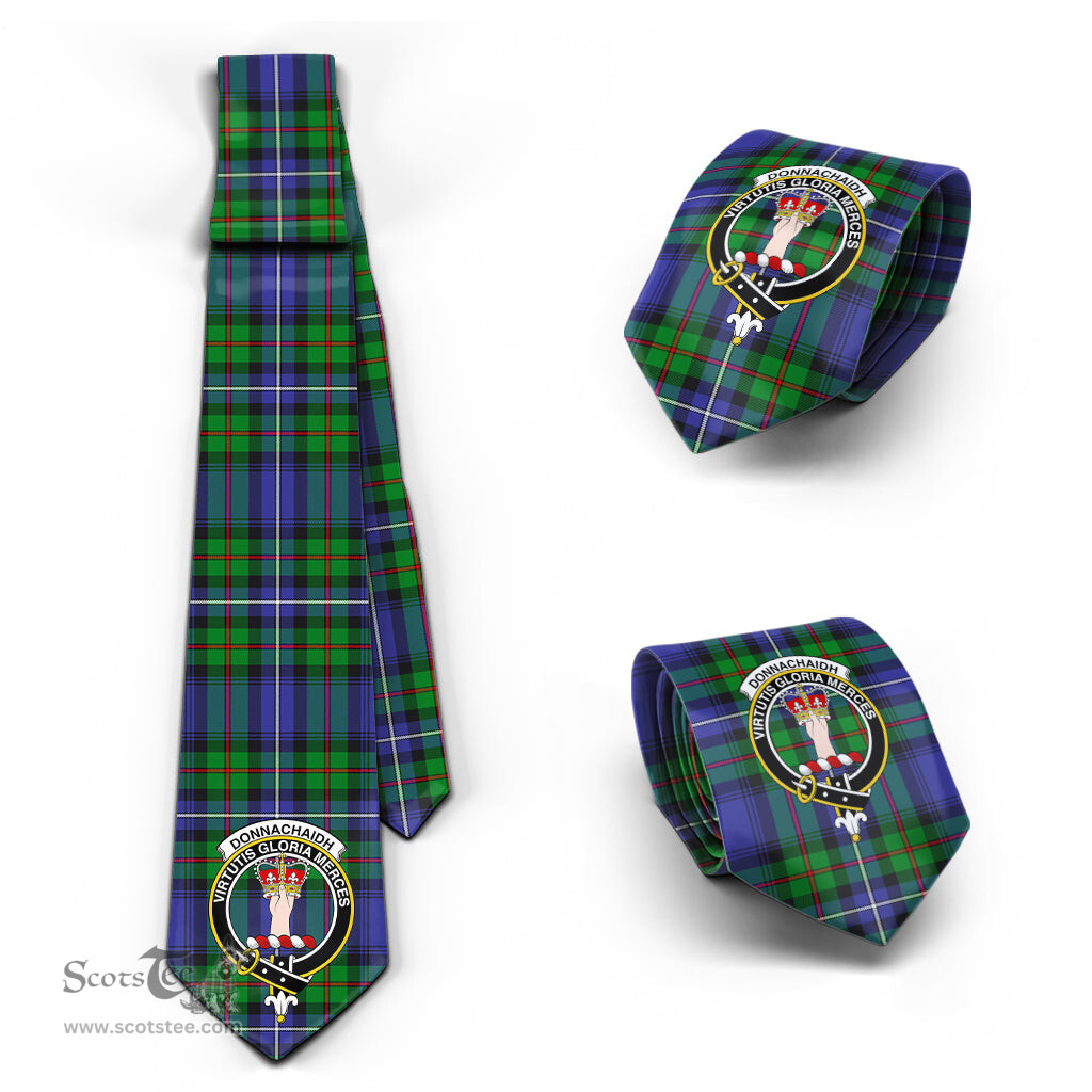 Scottish Donnachaidh Tartan Tie with Family Crest Tartan Plaid NeckTie Scottish Plaid Tartan Plaid - ScotsTee - scotstee.com