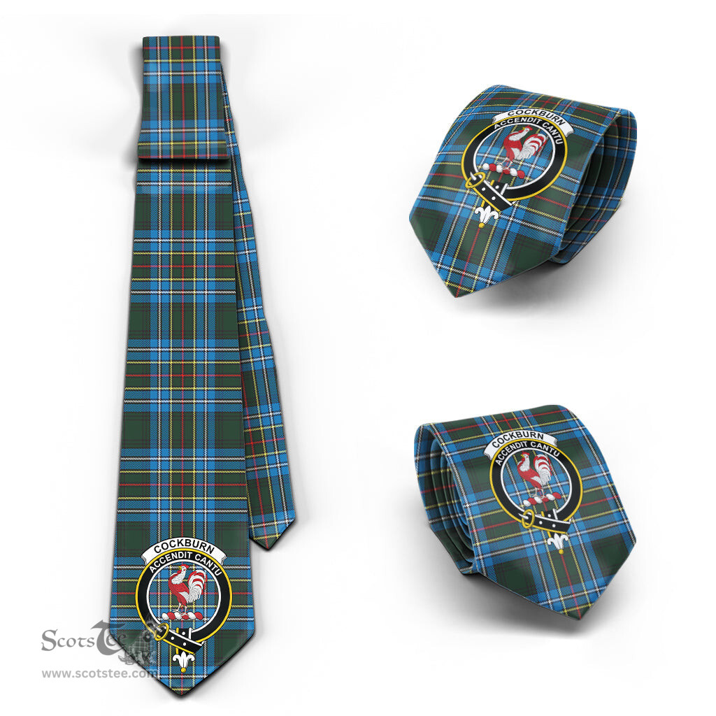 Scottish Cockburn Modern Tartan Tie with Family Crest Tartan Plaid NeckTie Scottish Plaid Tartan Plaid - ScotsTee - scotstee.com
