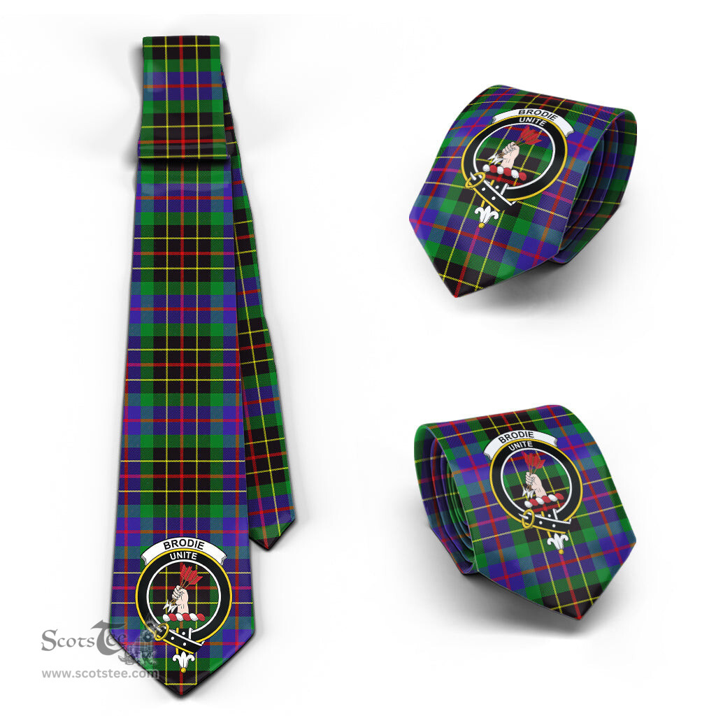 Scottish Brodie Hunting Modern Tartan Tie with Family Crest Tartan Plaid NeckTie Scottish Plaid Tartan Plaid - ScotsTee - scotstee.com