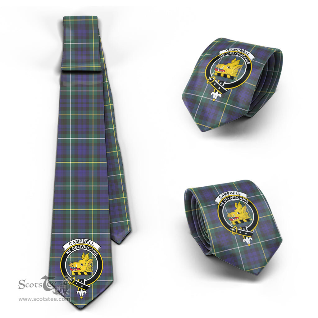 Scottish Campbell Argyll Modern Tartan Tie with Family Crest Tartan Plaid NeckTie Scottish Plaid Tartan Plaid - ScotsTee - scotstee.com