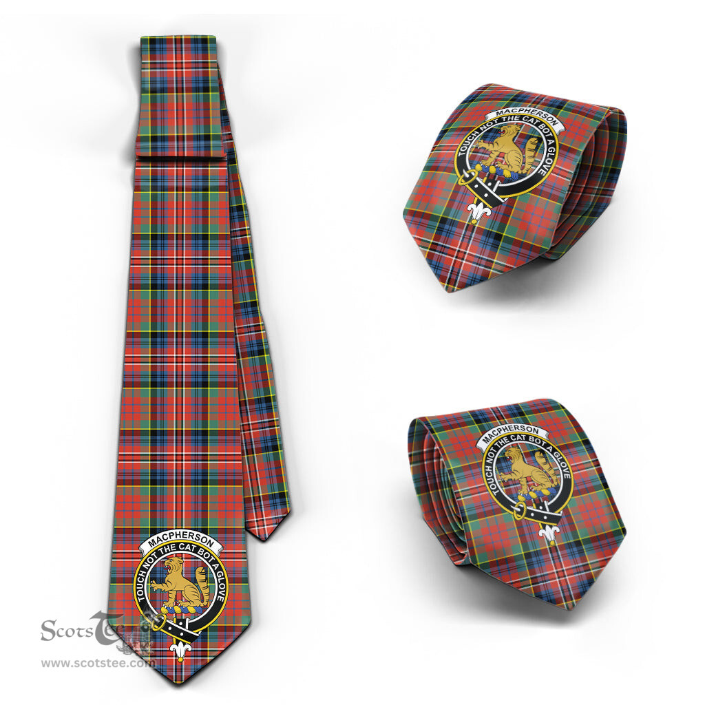 Scottish MacPherson Ancient Tartan Tie with Family Crest Tartan Plaid NeckTie Scottish Plaid Tartan Plaid - ScotsTee - scotstee.com