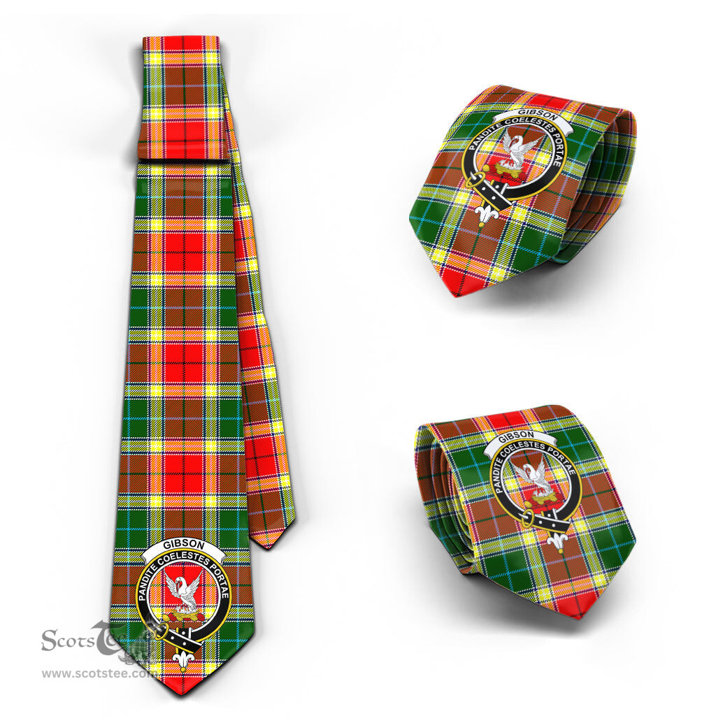 Scottish Gibsone (Gibson-Gibbs) Tartan Tie with Family Crest Tartan Plaid NeckTie Scottish Plaid Tartan Plaid - ScotsTee - scotstee.com