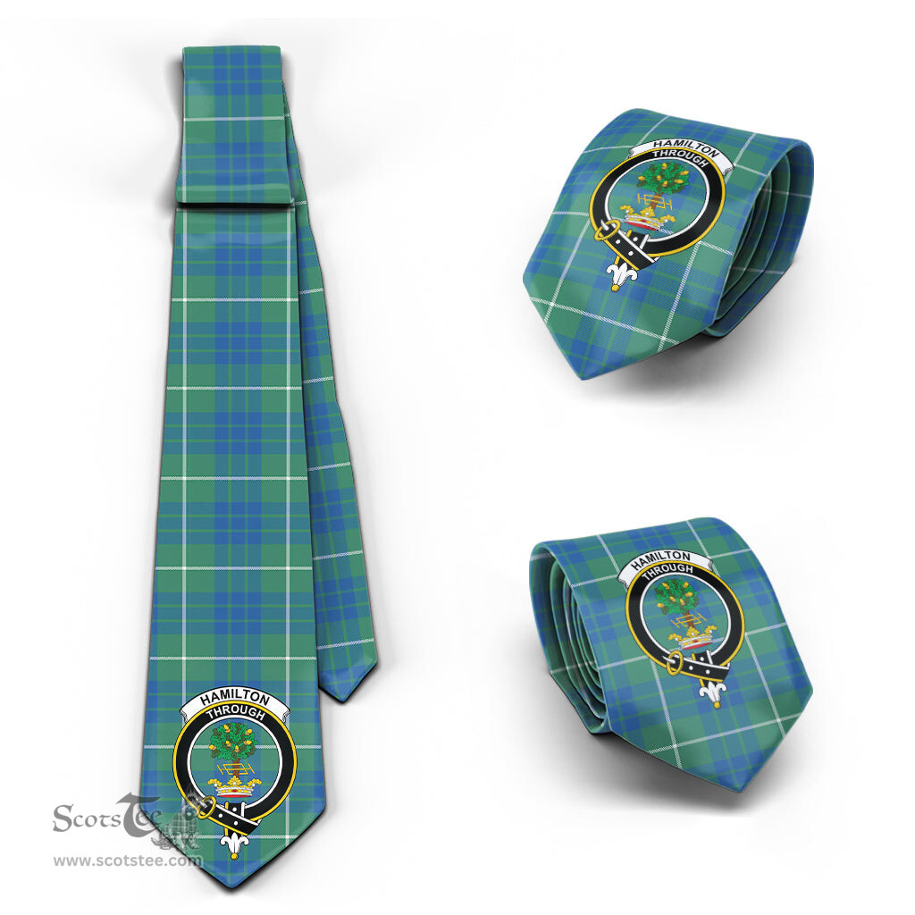 Scottish Hamilton Hunting Ancient Tartan Tie with Family Crest Tartan Plaid NeckTie Scottish Plaid Tartan Plaid - ScotsTee - scotstee.com