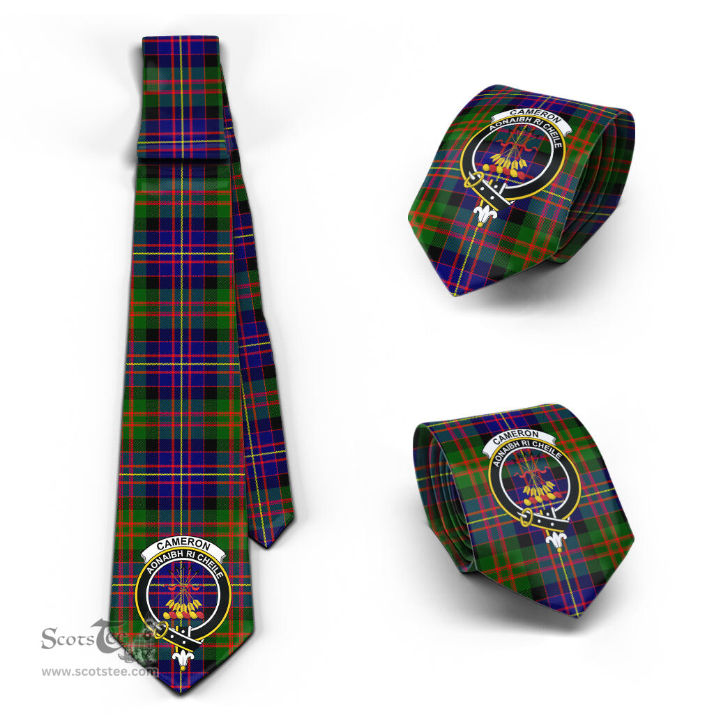 Scottish Cameron of Erracht Modern Tartan Tie with Family Crest Tartan Plaid NeckTie Scottish Plaid Tartan Plaid - ScotsTee - scotstee.com