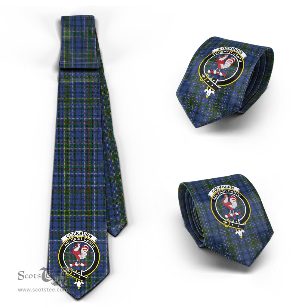 Scottish Cockburn Blue Tartan Tie with Family Crest Tartan Plaid NeckTie Scottish Plaid Tartan Plaid - ScotsTee - scotstee.com