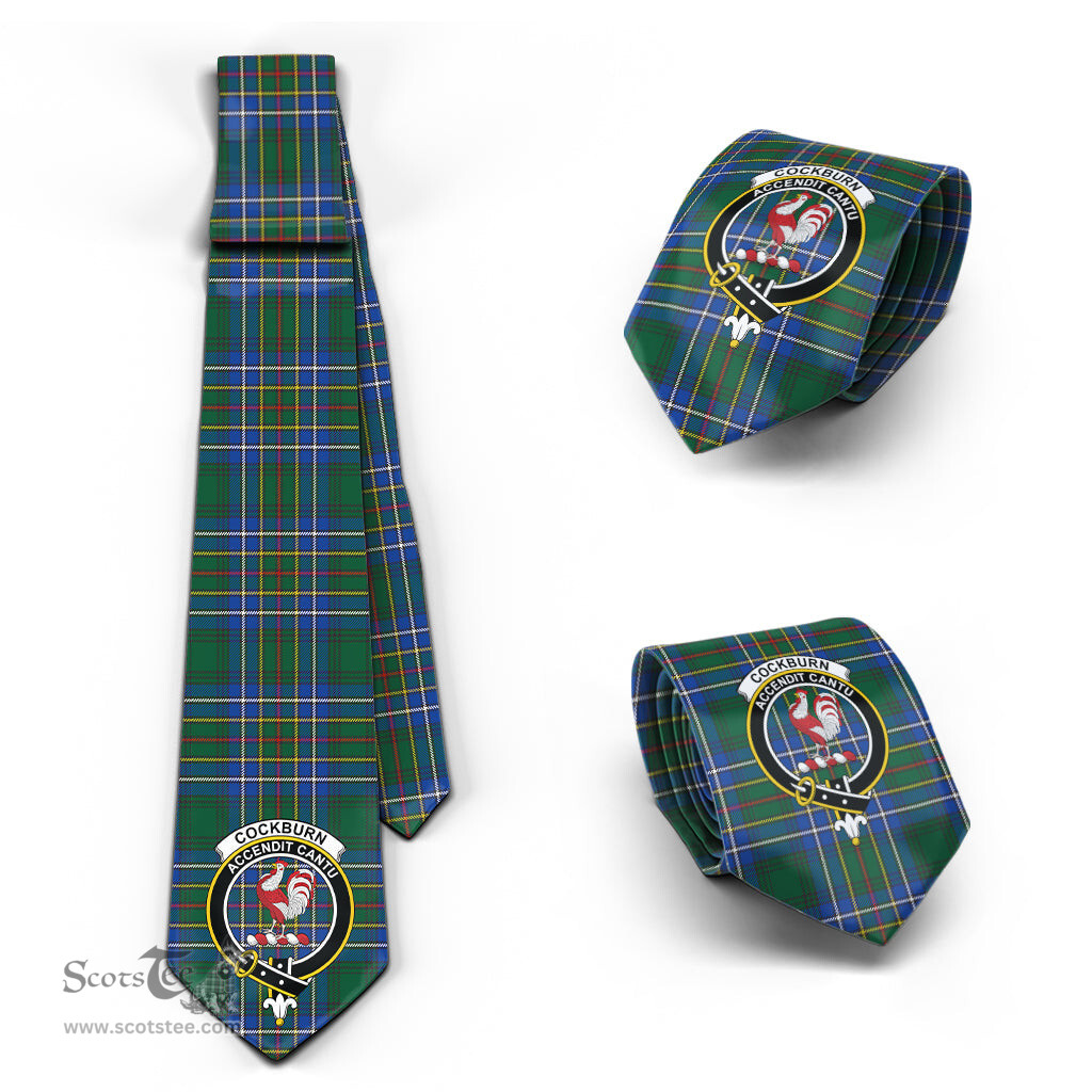 Scottish Cockburn Ancient Tartan Tie with Family Crest Tartan Plaid NeckTie Scottish Plaid Tartan Plaid - ScotsTee - scotstee.com