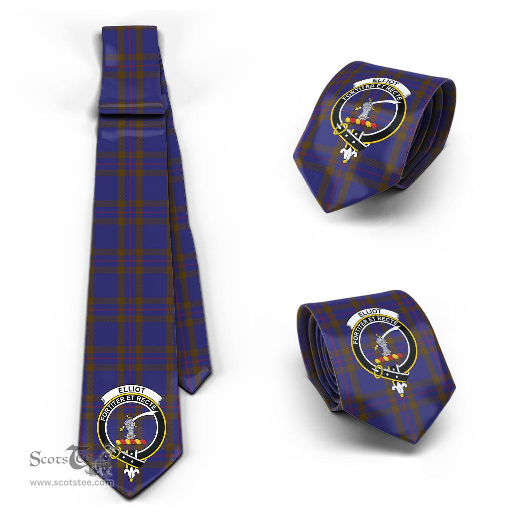 Scottish Elliot Tartan Tie with Family Crest Tartan Plaid NeckTie Scottish Plaid Tartan Plaid - ScotsTee - scotstee.com