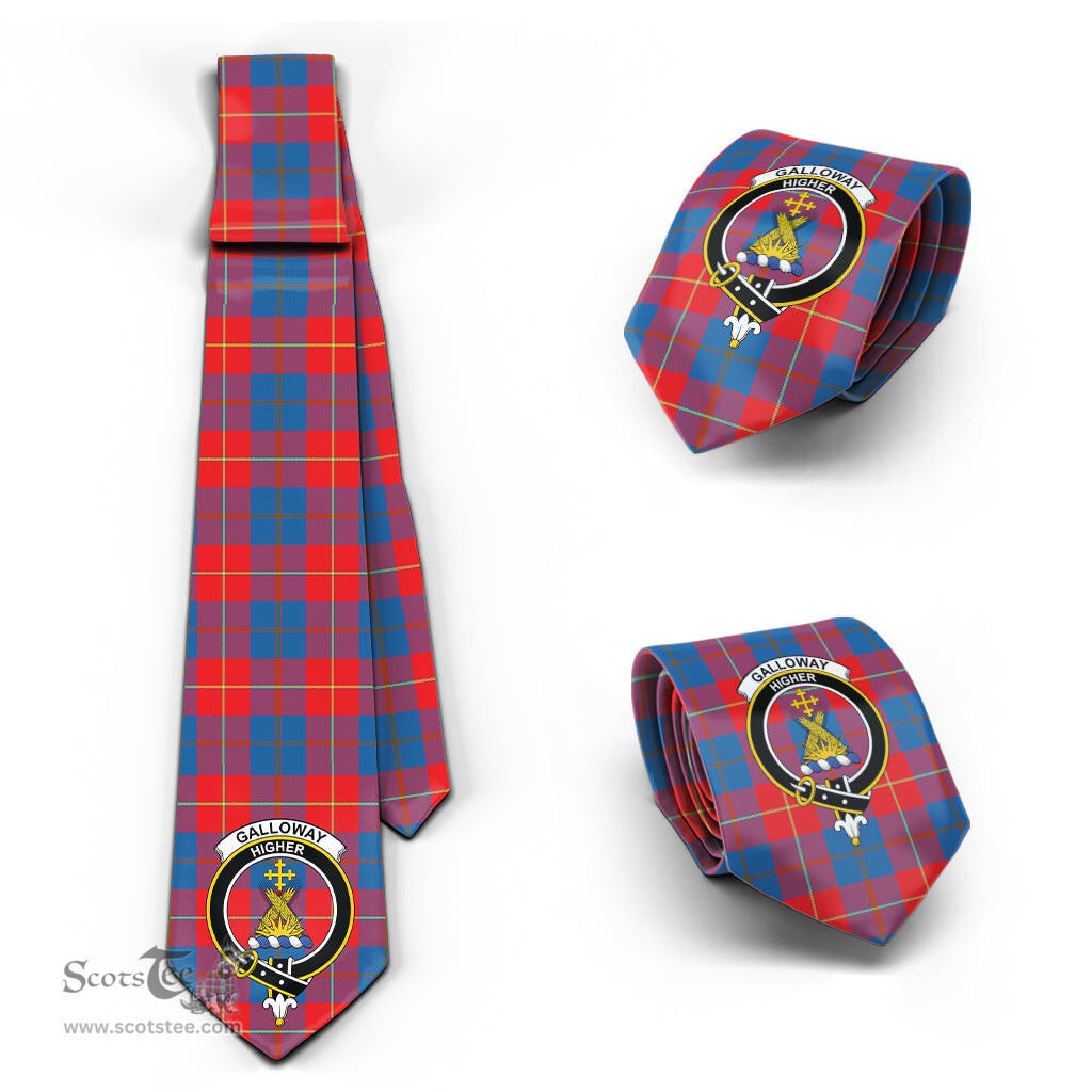 Scottish Galloway Red Tartan Tie with Family Crest Tartan Plaid NeckTie Scottish Plaid Tartan Plaid - ScotsTee - scotstee.com
