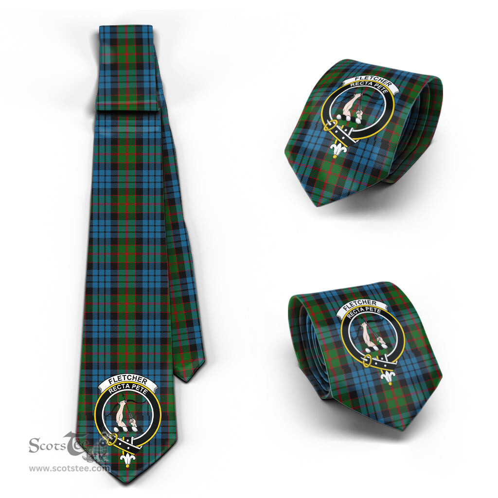 Scottish Fletcher of Dunans Tartan Tie with Family Crest Tartan Plaid NeckTie Scottish Plaid Tartan Plaid - ScotsTee - scotstee.com