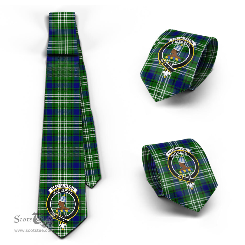 Scottish Haliburton Tartan Tie with Family Crest Tartan Plaid NeckTie Scottish Plaid Tartan Plaid - ScotsTee - scotstee.com