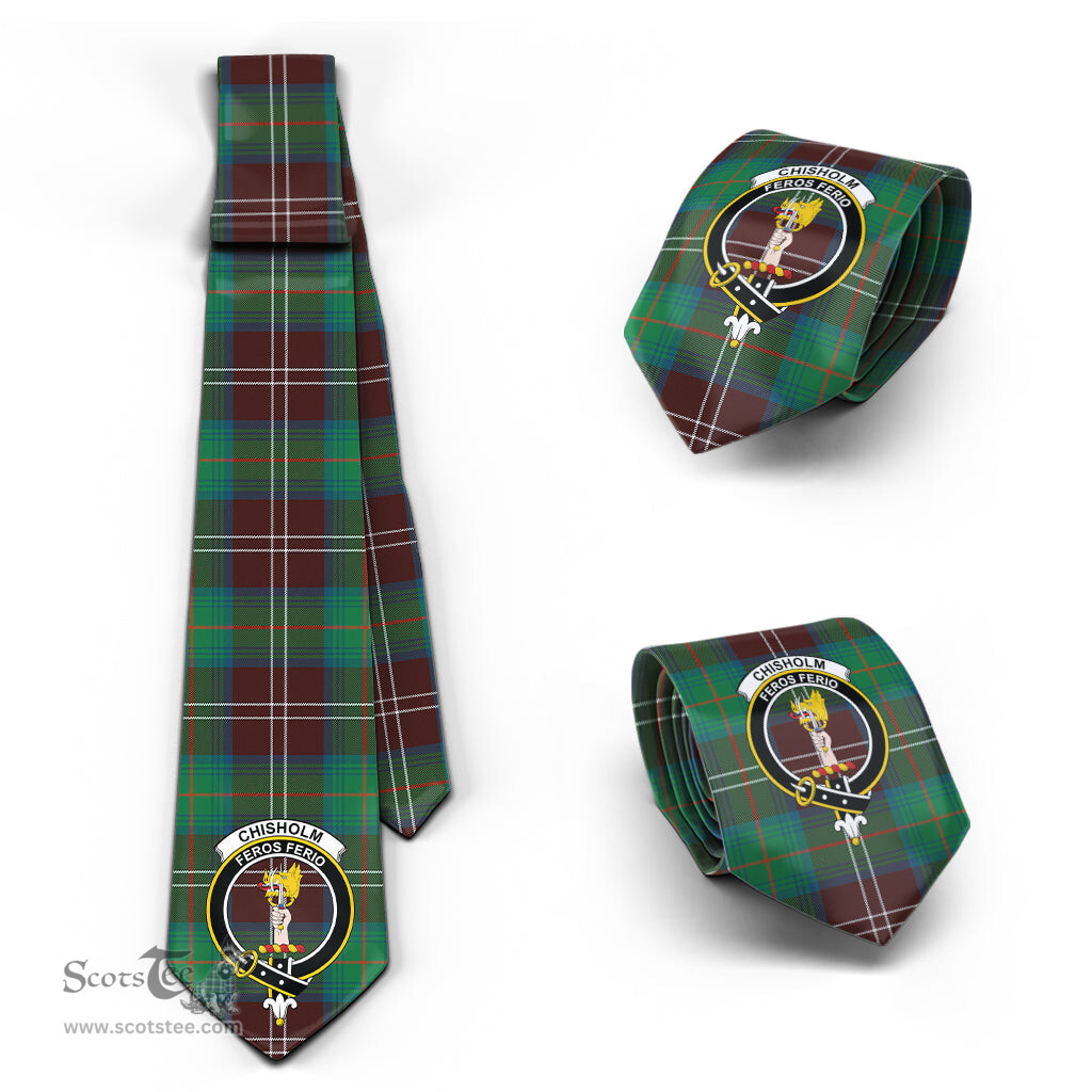 Scottish Chisholm Hunting Ancient Tartan Tie with Family Crest Tartan Plaid NeckTie Scottish Plaid Tartan Plaid - ScotsTee - scotstee.com