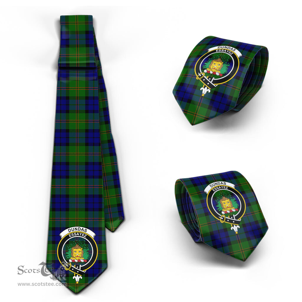 Scottish Dundas Modern Tartan Tie with Family Crest Tartan Plaid NeckTie Scottish Plaid Tartan Plaid - ScotsTee - scotstee.com
