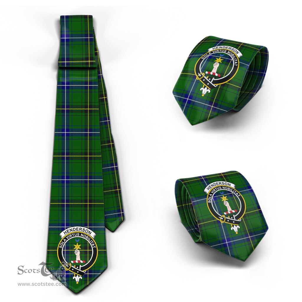 Scottish Henderson Modern Tartan Tie with Family Crest Tartan Plaid NeckTie Scottish Plaid Tartan Plaid - ScotsTee - scotstee.com