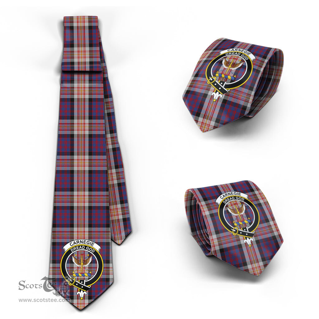 Scottish Carnegie Tartan Tie with Family Crest Tartan Plaid NeckTie Scottish Plaid Tartan Plaid - ScotsTee - scotstee.com