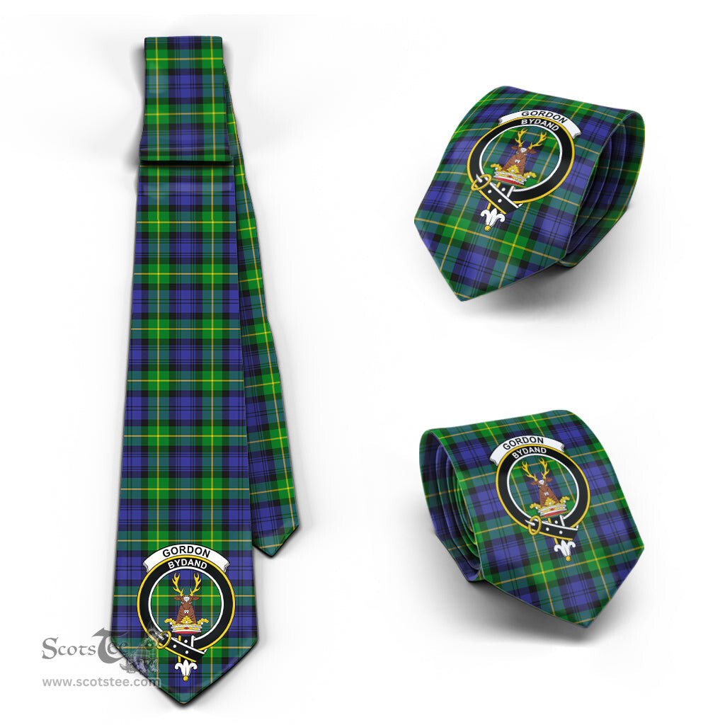 Scottish Gordon Modern Tartan Tie with Family Crest Tartan Plaid NeckTie Scottish Plaid Tartan Plaid - ScotsTee - scotstee.com