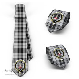 Scottish Erskine Black and White Tartan Tie with Family Crest Tartan Plaid NeckTie Scottish Plaid Tartan Plaid - ScotsTee - scotstee.com