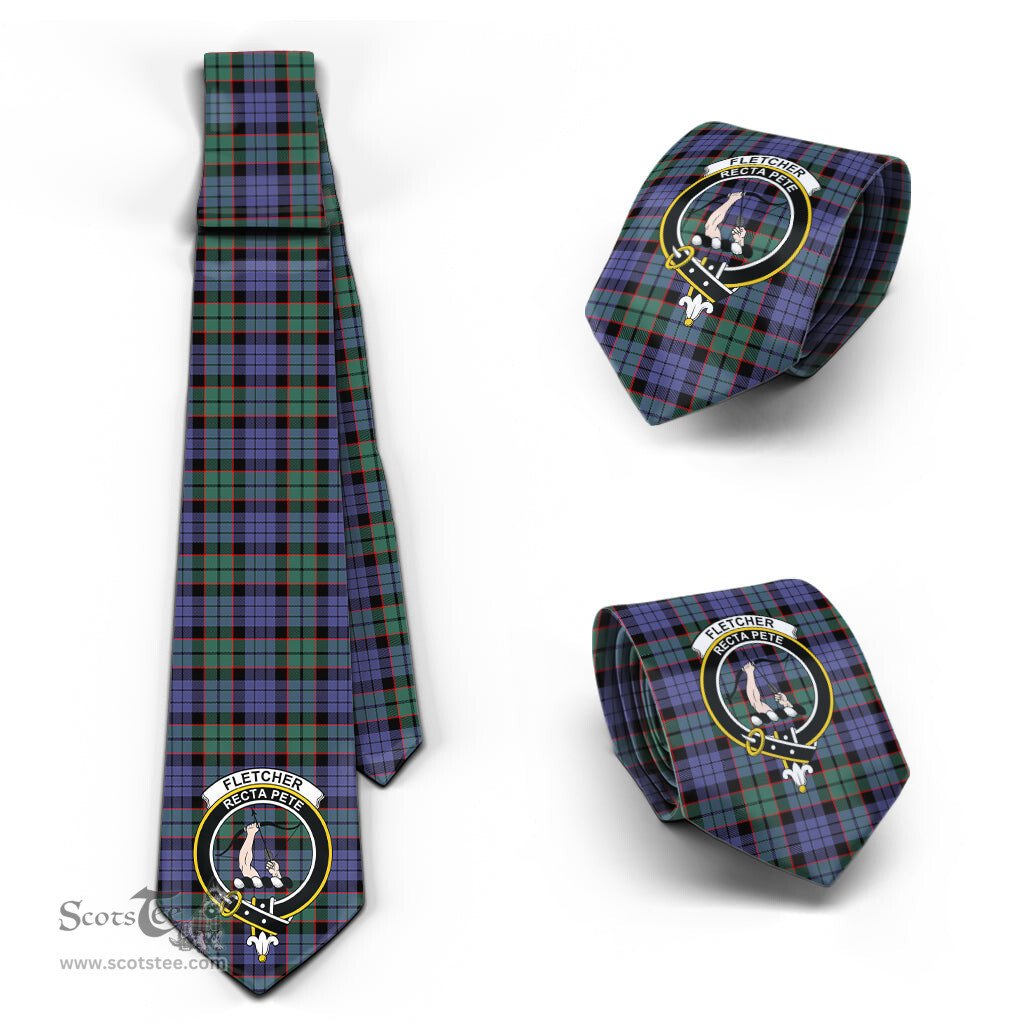 Scottish Fletcher Modern Tartan Tie with Family Crest Tartan Plaid NeckTie Scottish Plaid Tartan Plaid - ScotsTee - scotstee.com