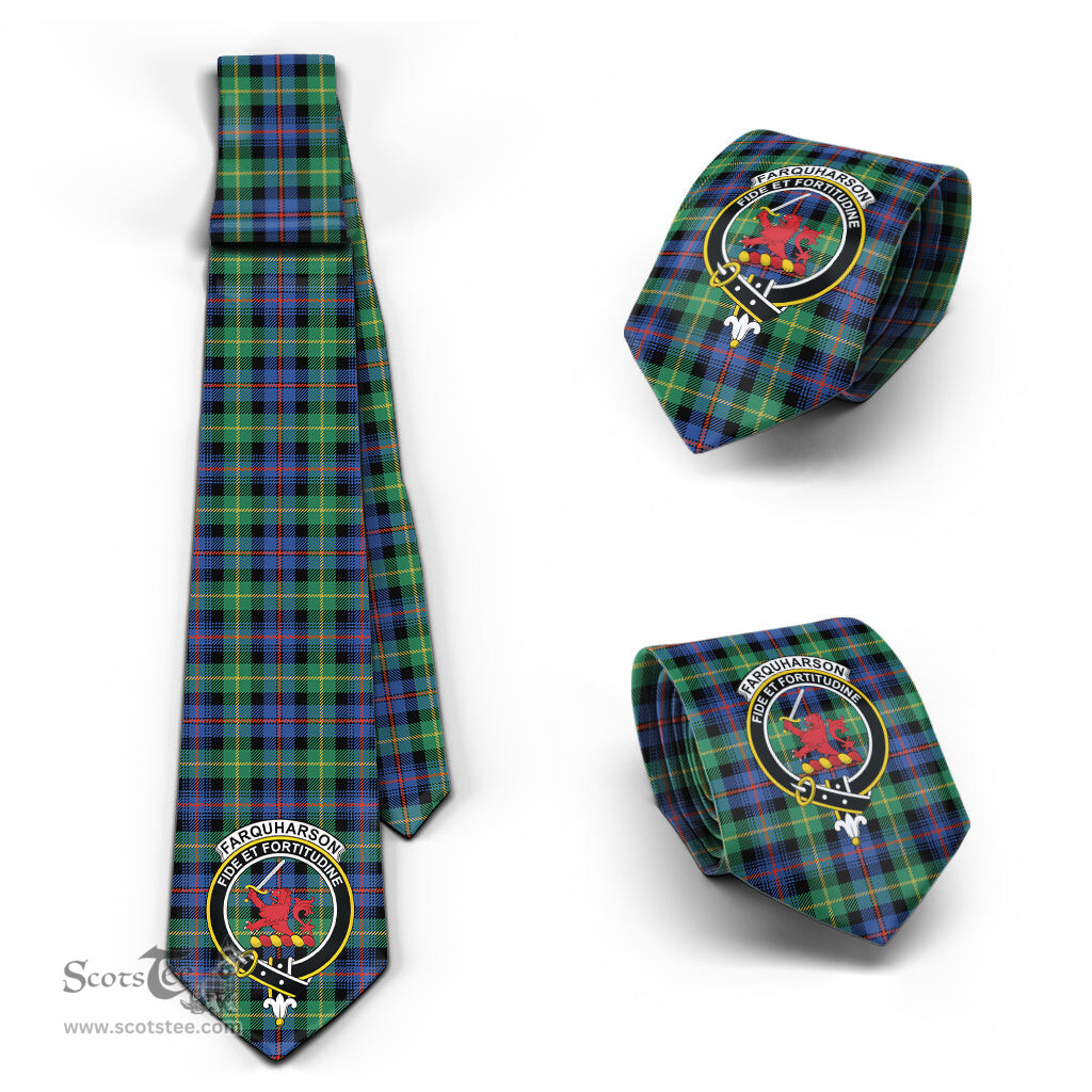 Scottish Farquharson Ancient Tartan Tie with Family Crest Tartan Plaid NeckTie Scottish Plaid Tartan Plaid - ScotsTee - scotstee.com