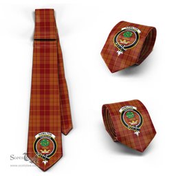 Scottish Hamilton Red Tartan Tie with Family Crest Tartan Plaid NeckTie Scottish Plaid Tartan Plaid - ScotsTee - scotstee.com