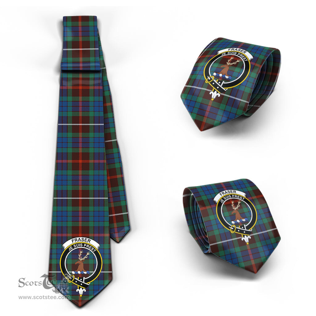 Scottish Fraser Hunting Ancient Tartan Tie with Family Crest Tartan Plaid NeckTie Scottish Plaid Tartan Plaid - ScotsTee - scotstee.com