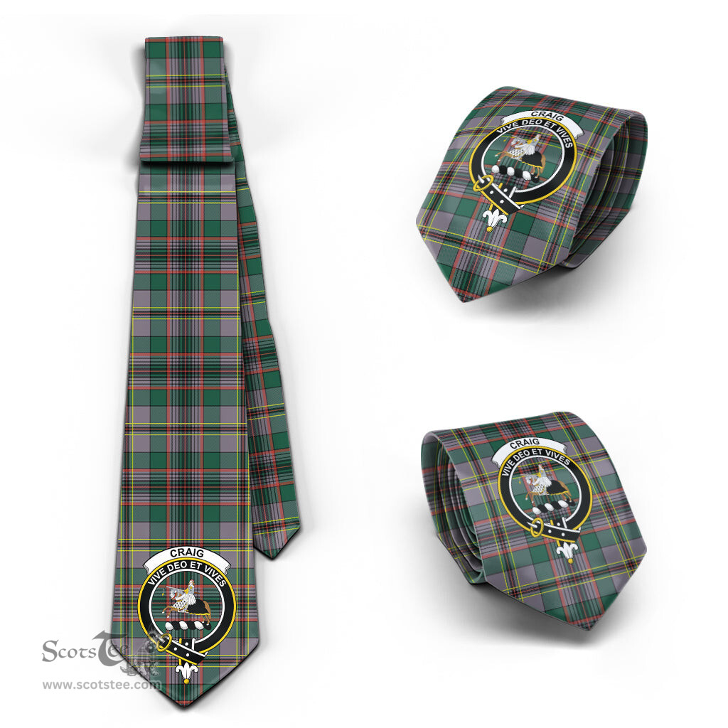 Scottish Craig Ancient Tartan Tie with Family Crest Tartan Plaid NeckTie Scottish Plaid Tartan Plaid - ScotsTee - scotstee.com