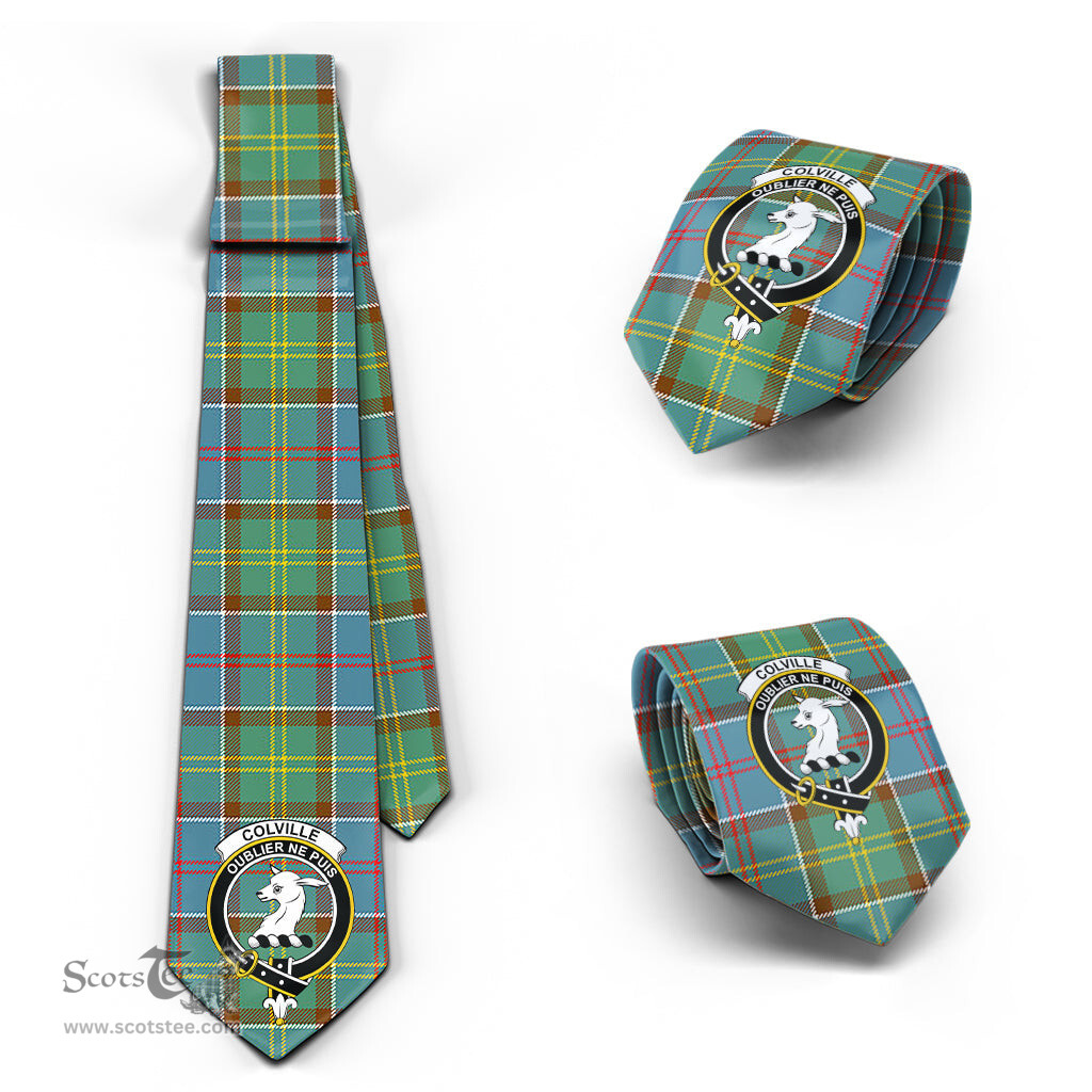 Scottish Colville Tartan Tie with Family Crest Tartan Plaid NeckTie Scottish Plaid Tartan Plaid - ScotsTee - scotstee.com