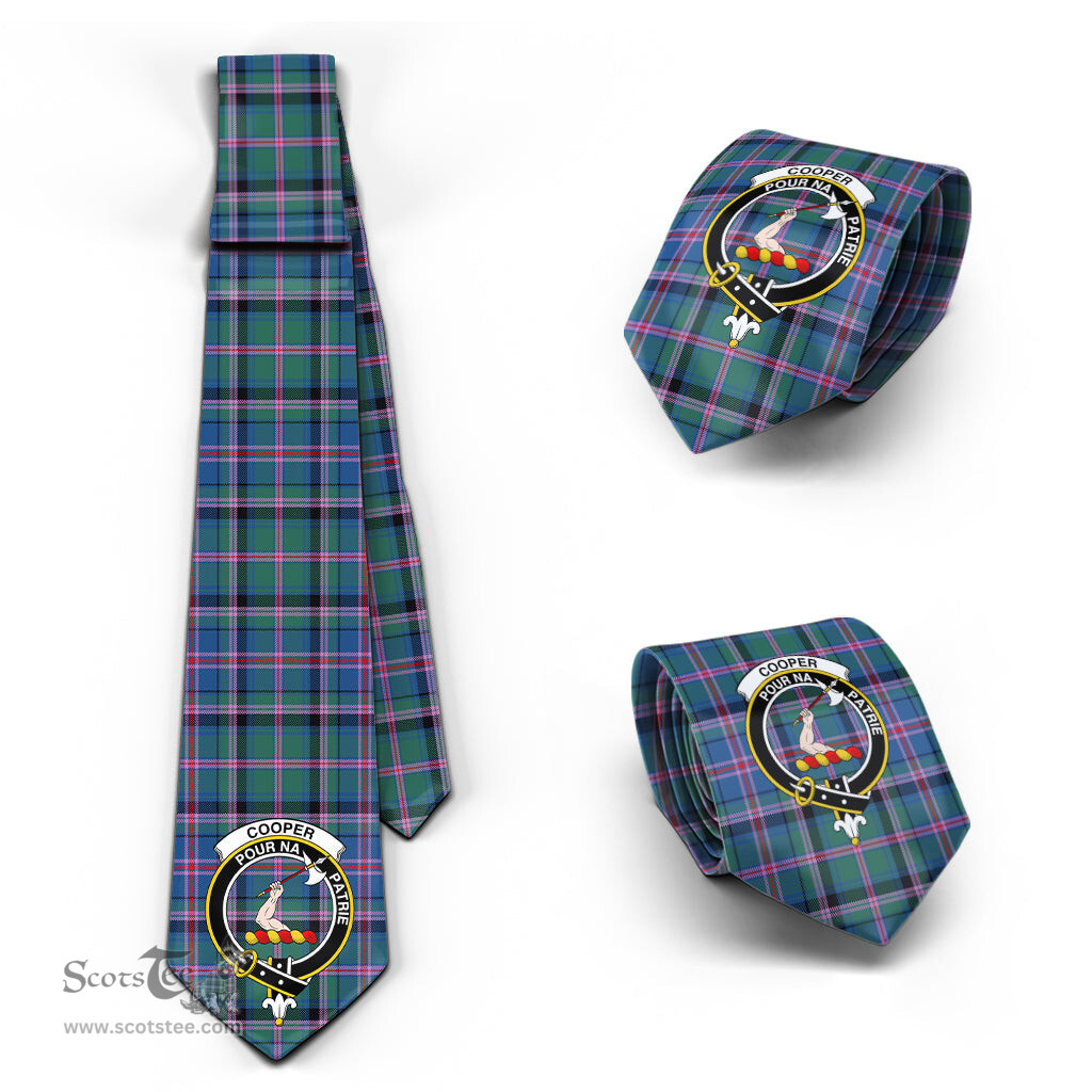 Scottish Cooper Tartan Tie with Family Crest Tartan Plaid NeckTie Scottish Plaid Tartan Plaid - ScotsTee - scotstee.com