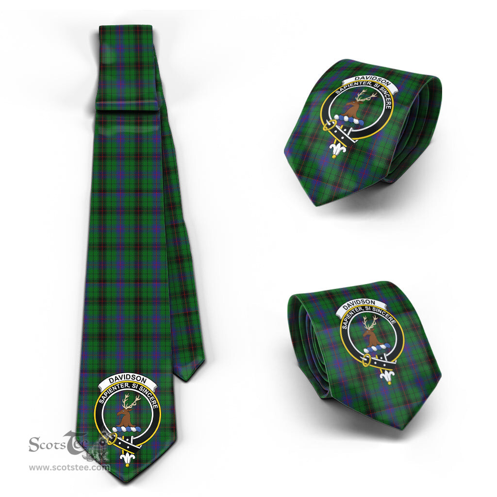Scottish Davidson Tartan Tie with Family Crest Tartan Plaid NeckTie Scottish Plaid Tartan Plaid - ScotsTee - scotstee.com