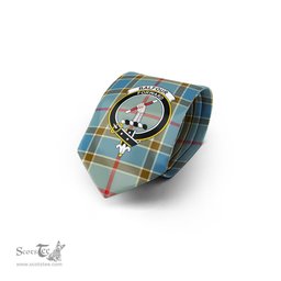 Scottish Balfour Blue Tartan Tie with Family Crest Tartan Plaid NeckTie Scottish Plaid Tartan Plaid - ScotsTee - scotstee.com