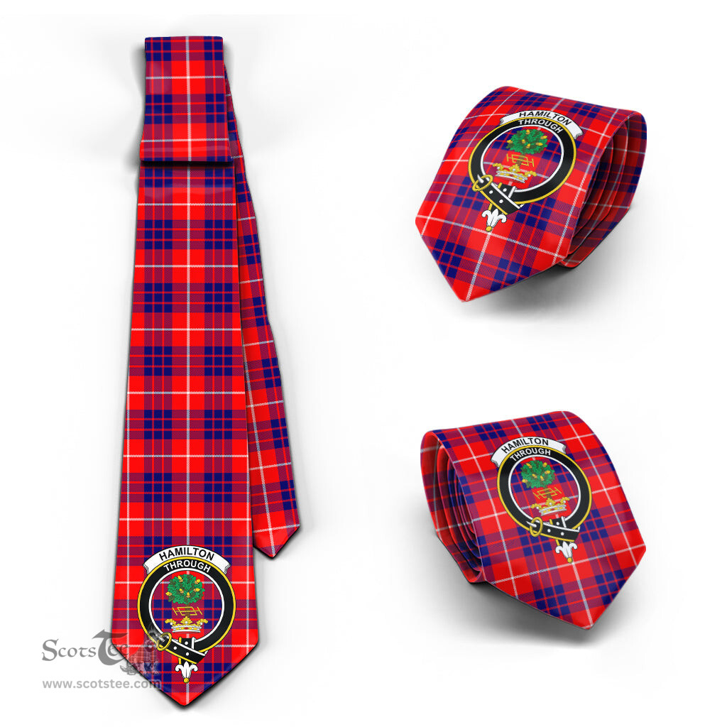 Scottish Hamilton Modern Tartan Tie with Family Crest Tartan Plaid NeckTie Scottish Plaid Tartan Plaid - ScotsTee - scotstee.com