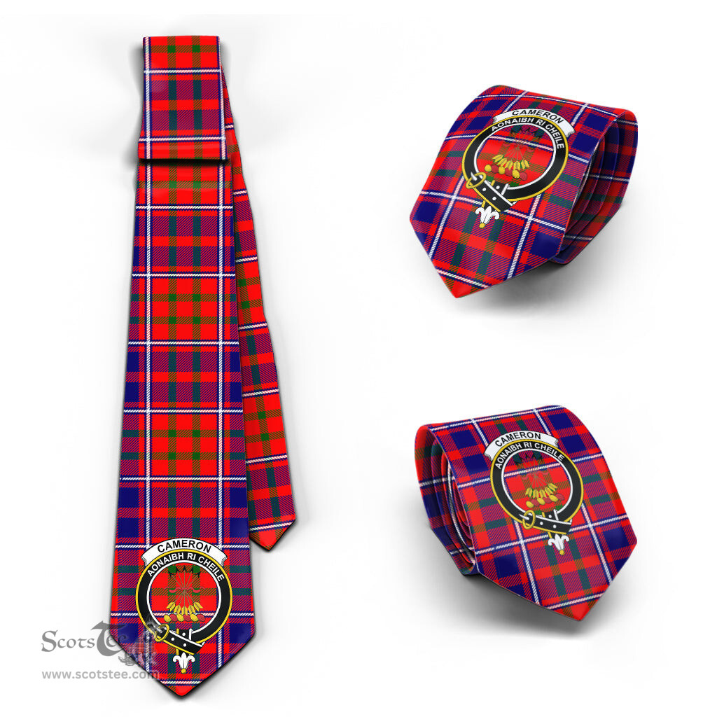 Scottish Cameron of Lochiel Modern Tartan Tie with Family Crest Tartan Plaid NeckTie Scottish Plaid Tartan Plaid - ScotsTee - scotstee.com