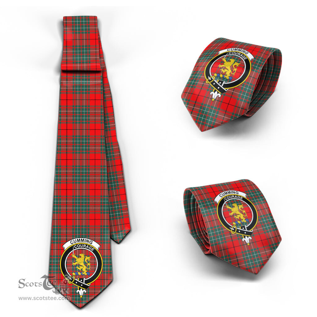 Scottish Cumming Modern Tartan Tie with Family Crest Tartan Plaid NeckTie Scottish Plaid Tartan Plaid - ScotsTee - scotstee.com
