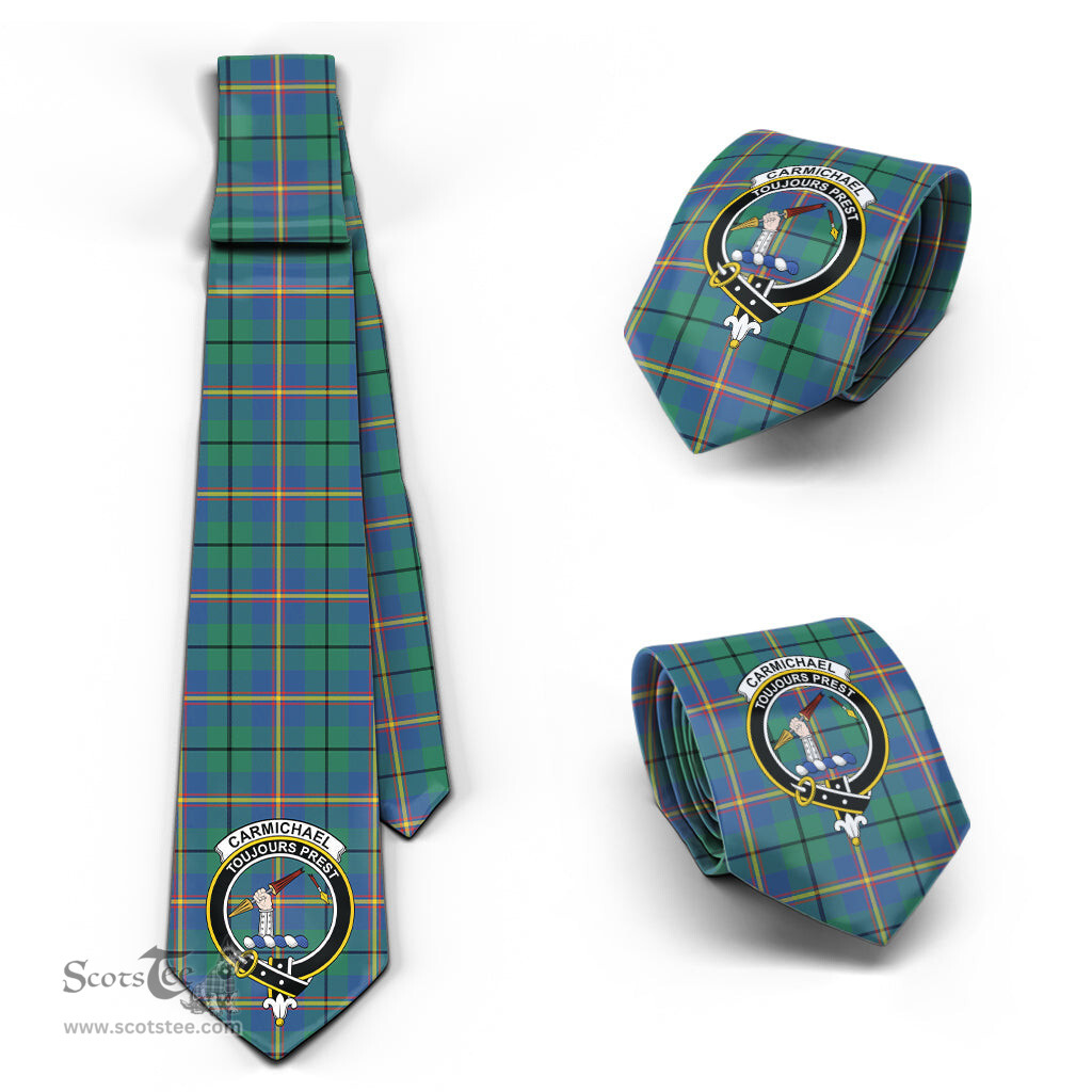 Scottish Carmichael Ancient Tartan Tie with Family Crest Tartan Plaid NeckTie Scottish Plaid Tartan Plaid - ScotsTee - scotstee.com