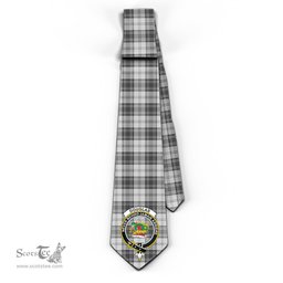 Scottish Douglas Grey Modern Tartan Tie with Family Crest Tartan Plaid NeckTie Scottish Plaid Tartan Plaid - ScotsTee - scotstee.com
