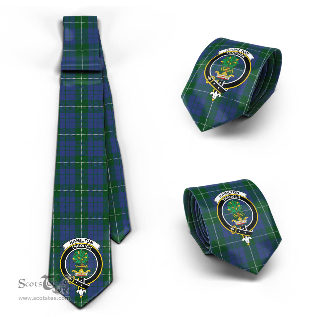 Scottish Hamilton Hunting Tartan Tie with Family Crest Tartan Plaid NeckTie Scottish Plaid Tartan Plaid - ScotsTee - scotstee.com