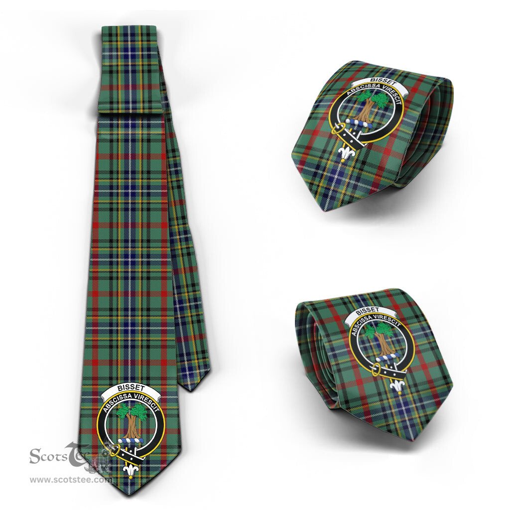Scottish Bisset Tartan Tie with Family Crest Tartan Plaid NeckTie Scottish Plaid Tartan Plaid - ScotsTee - scotstee.com