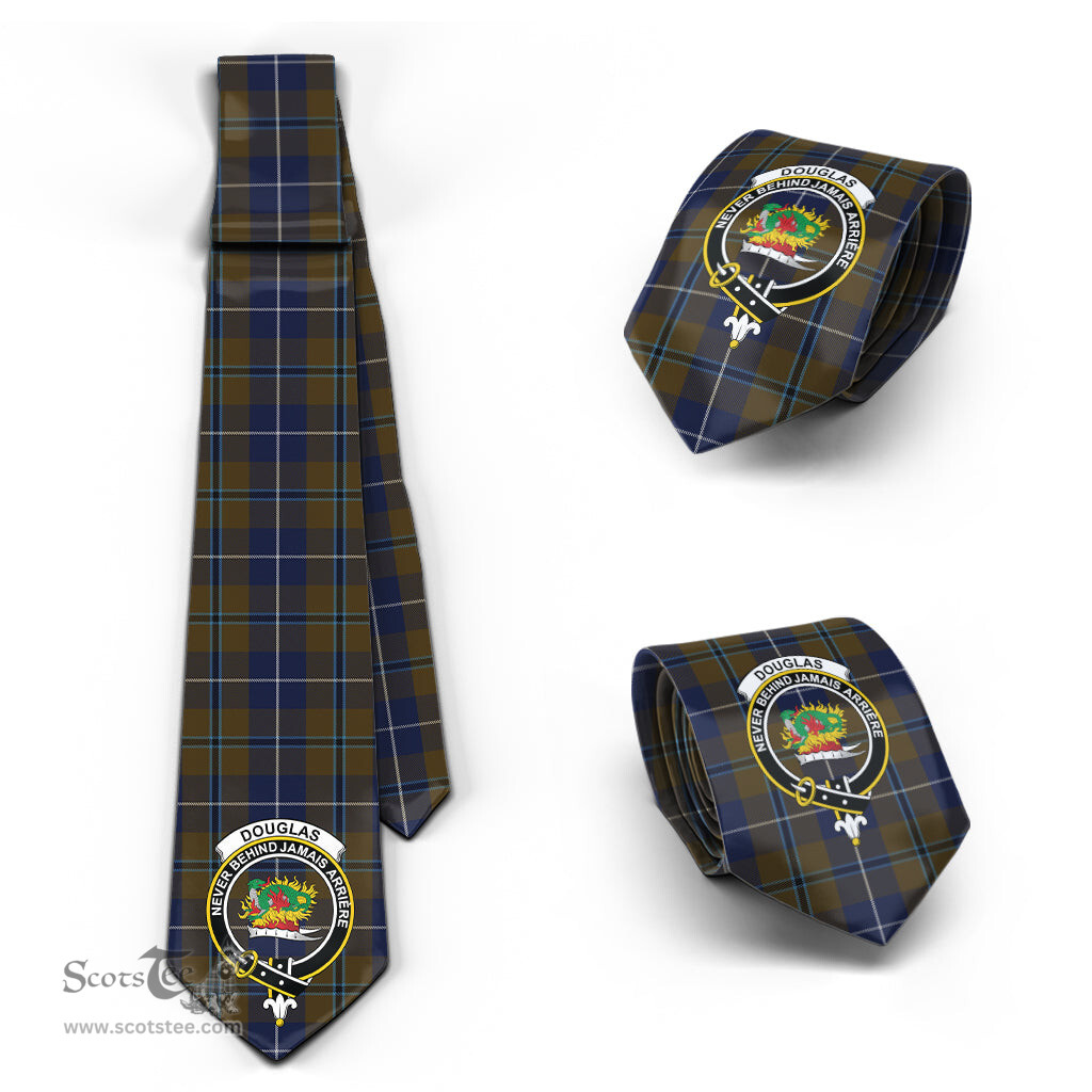 Scottish Douglas Brown Tartan Tie with Family Crest Tartan Plaid NeckTie Scottish Plaid Tartan Plaid - ScotsTee - scotstee.com