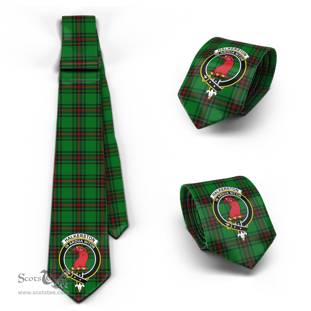 Scottish Halkerston Tartan Tie with Family Crest Tartan Plaid NeckTie Scottish Plaid Tartan Plaid - ScotsTee - scotstee.com