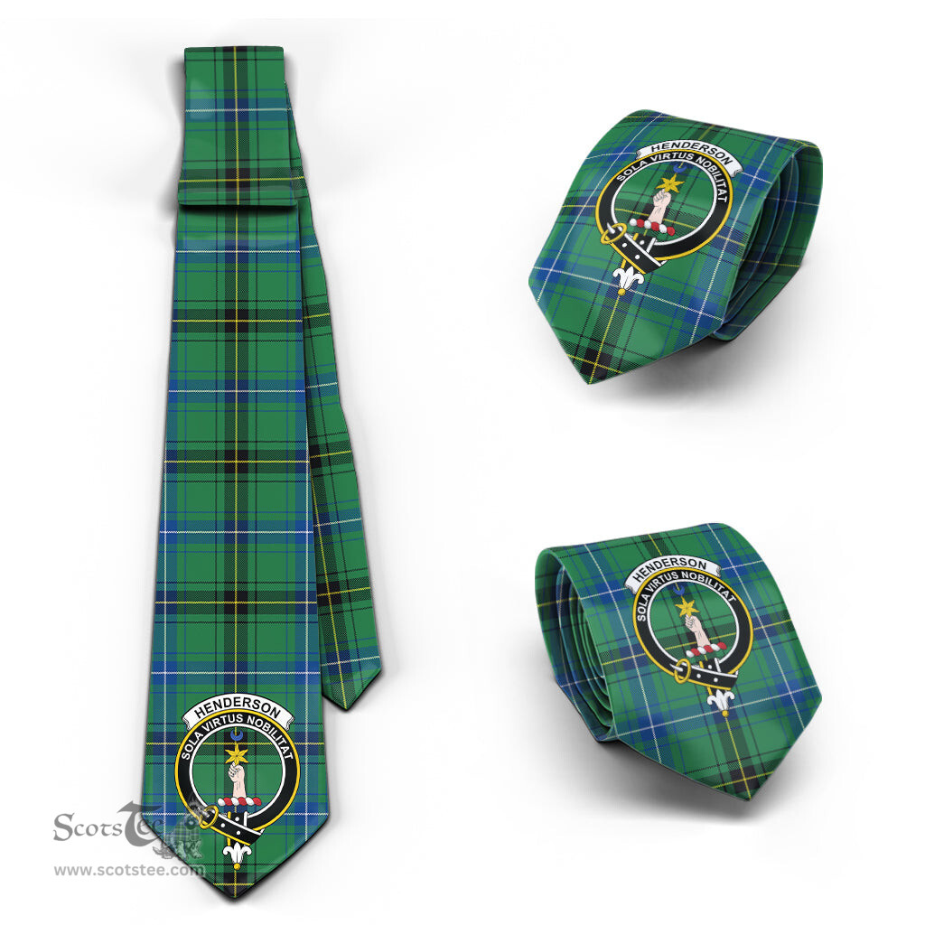 Scottish Henderson Ancient Tartan Tie with Family Crest Tartan Plaid NeckTie Scottish Plaid Tartan Plaid - ScotsTee - scotstee.com