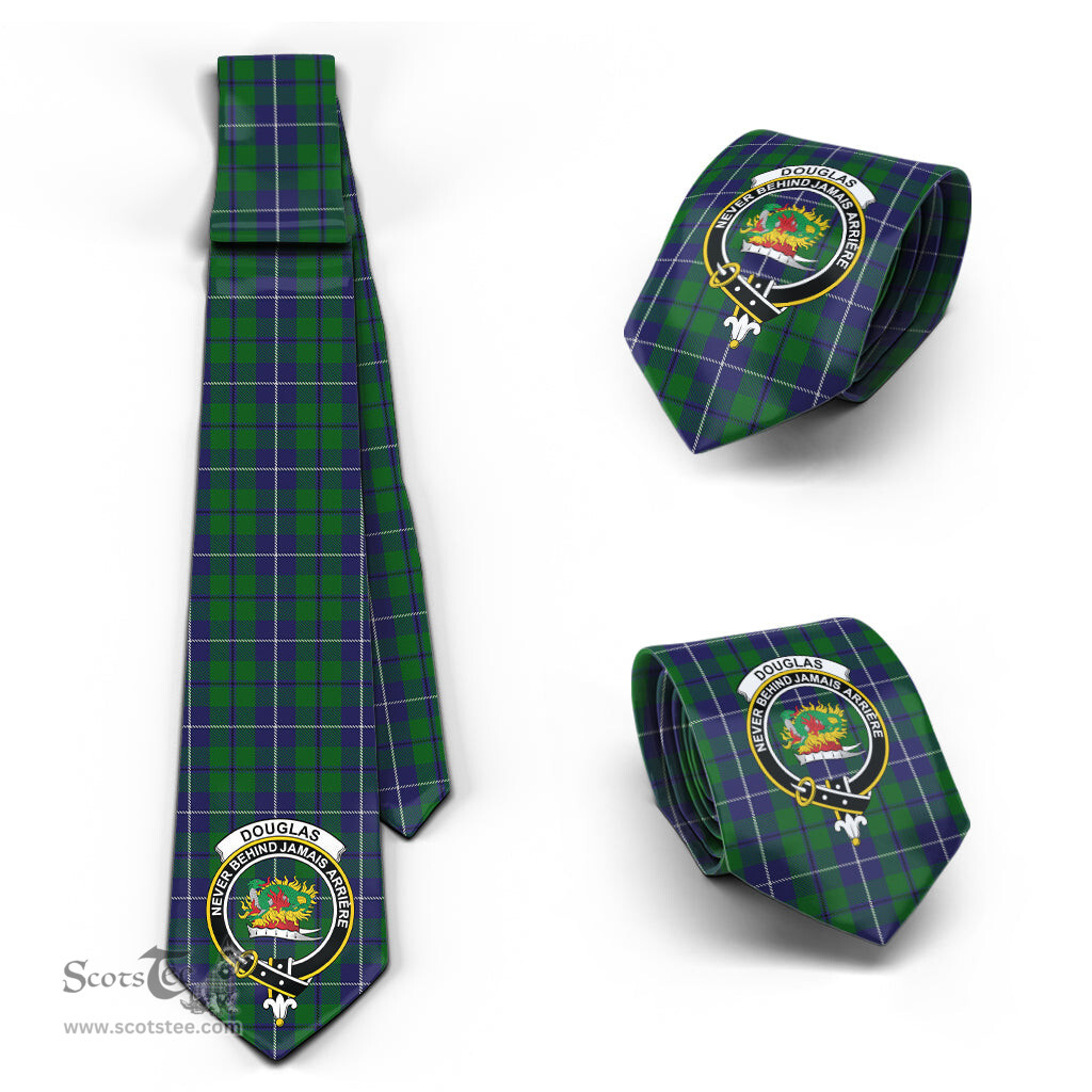 Scottish Douglas Green Tartan Tie with Family Crest Tartan Plaid NeckTie Scottish Plaid Tartan Plaid - ScotsTee - scotstee.com